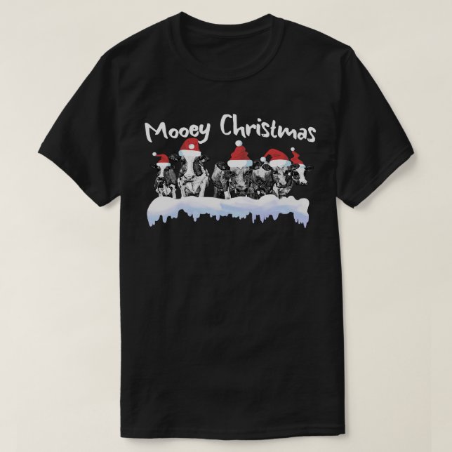 Cow Christmas Mooey Christmas Funny Heifer Cow Far T-Shirt (Design Front)