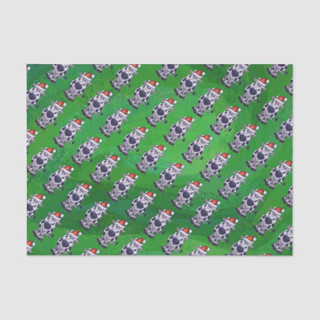 Cow Christmas On Green Tissue Paper (Front)