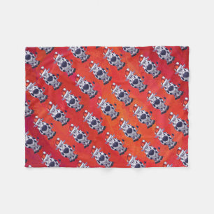 Cow Christmas on Red Feild Fleece Blanket