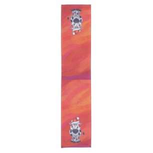 Cow Christmas on Red Feild Short Table Runner