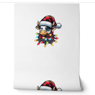 Cow Christmas Santa Hat Buffalo Plaid Xmas Cow Lov Wallpaper