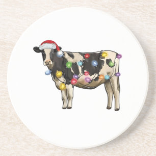 Cow Christmas Tree cattle festive farm Coaster