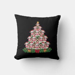 Cow Christmas Tree Funny Cow Lover Cow Xmas Cushion
