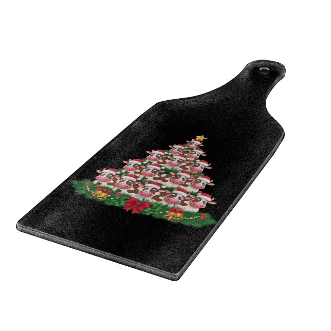Cow Christmas Tree Funny Cow Lover Cow Xmas Cutting Board (Corner)