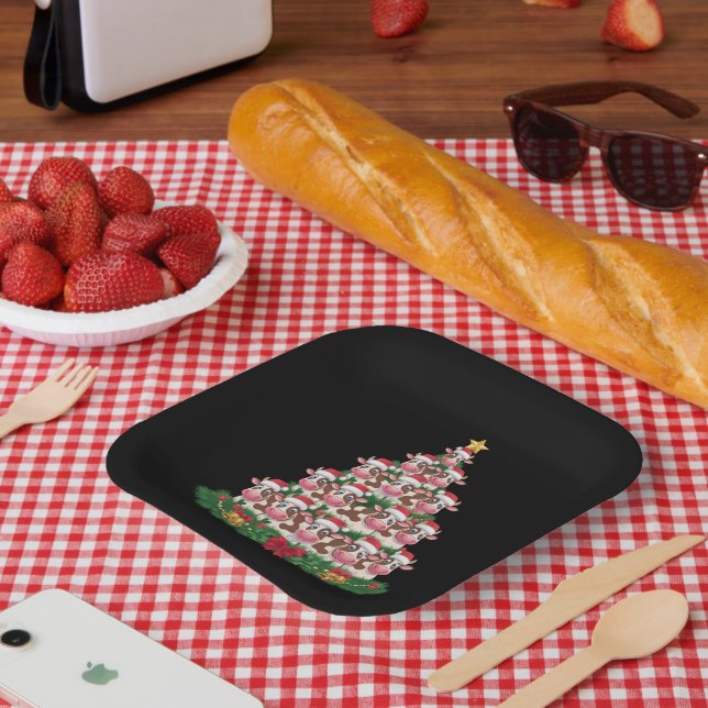 Cow Christmas Tree Funny Cow Lover Cow Xmas Paper Plate (Picnic)