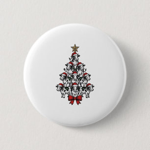 Cow Christmas Tree Vintage Engraving Holiday Farm 6 Cm Round Badge