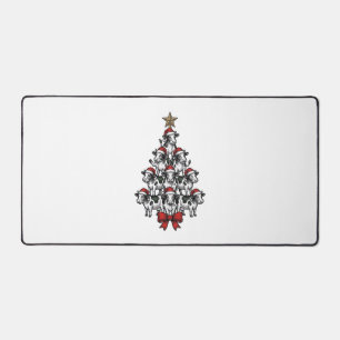 Cow Christmas Tree Vintage Engraving Holiday Farm Desk Mat