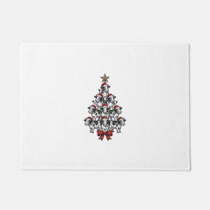 Cow Christmas Tree Vintage Engraving Holiday Farm Doormat
