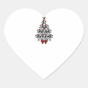 Cow Christmas Tree Vintage Engraving Holiday Farm Heart Sticker