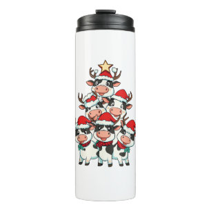 Cow Christmas Tree Xmas Girls Boys Funny Farmer Sa Thermal Tumbler