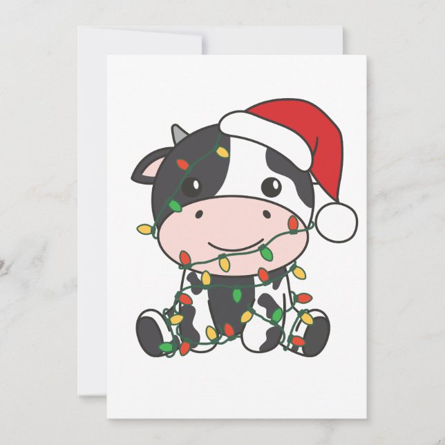 Cow Christmas Winter Animals Holiday Cows Card (Front)