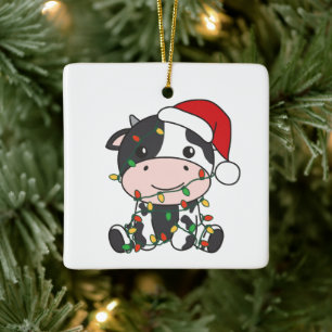 Cow Christmas Winter Animals Holiday Cows Ceramic Ornament