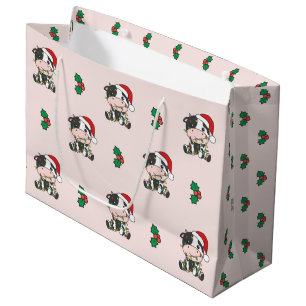 Cow Christmas Winter Animals Holiday Cows Large Gift Bag