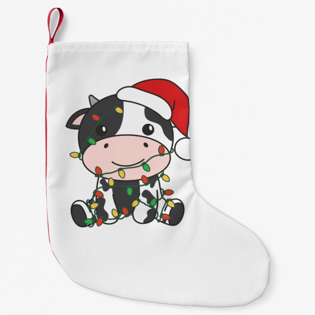 Cow Christmas Winter Animals Holiday Cows Small Christmas Stocking (Front)