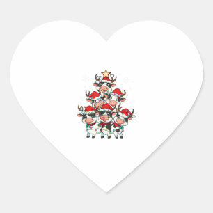 Cow Christmas Xmas Girls Boys Funny Santa  Heart Sticker