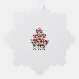 Cow Christmas Xmas Girls Boys Funny Santa Tree Decoration Card