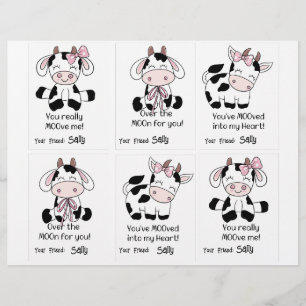 Cow Class Cards 6 Personalize Name Custom Letterhead