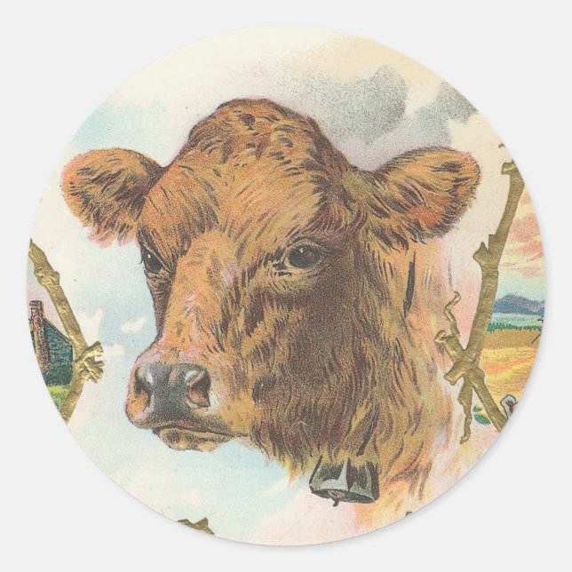 Cow Classic Round Sticker (Front)
