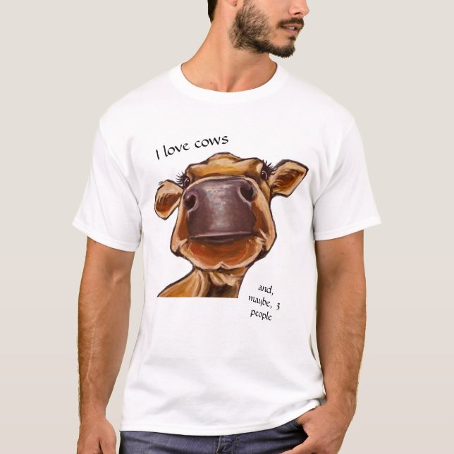 Cow close-up - I love cows - editable text  T-Shirt (Front)