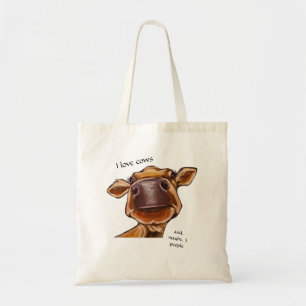 Cow close-up - I love cows - editable text Tote Bag