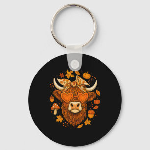 Cow Coquette Sungles Heart Pumpkin Thanksgiving Key Ring
