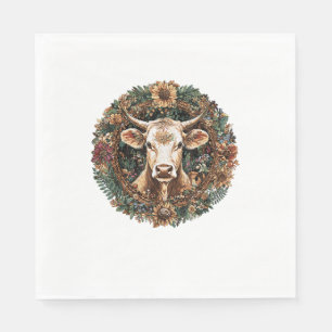 Cow Cottagecore Floral Cow _1 Napkin