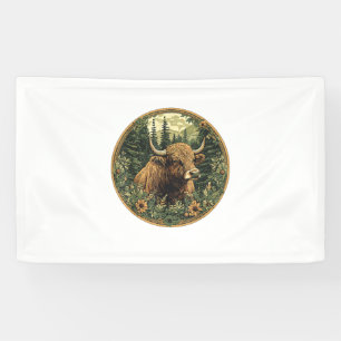 Cow Cottagecore Floral Cow  Banner