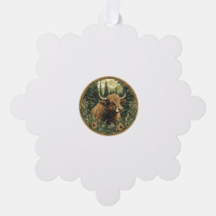 Cow Cottagecore Floral Cow Tree Decoration Card