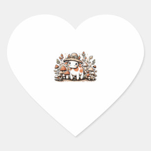 Cow Cottagecore Mushroom Heart Sticker