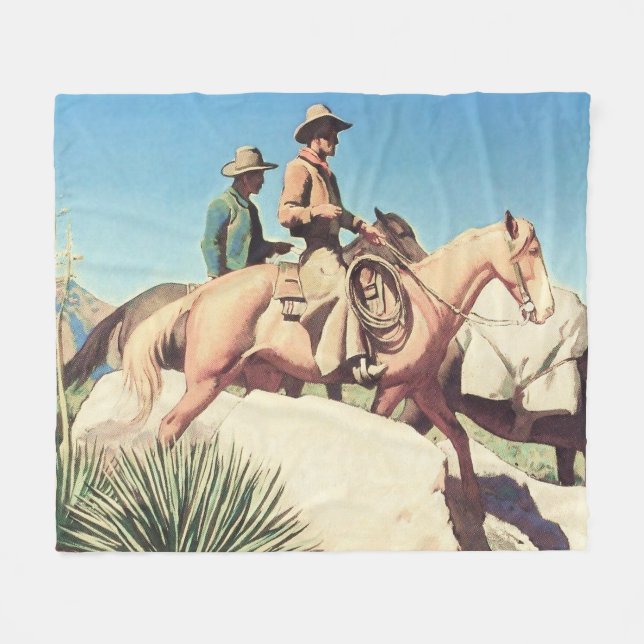 “Cow Country” by Maynard Dixon Fleece Blanket (Front (Horizontal))
