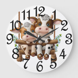 Cow Couple Large Clock