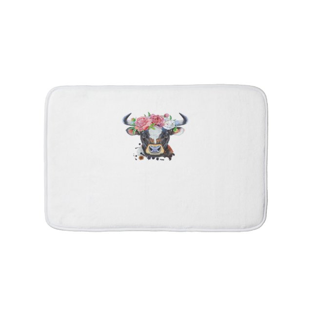 Cow crowned with flowers Classic T-Shirt Bath Mat (Front)