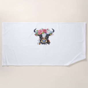Cow crowned with flowers Classic T-Shirt Beach Towel