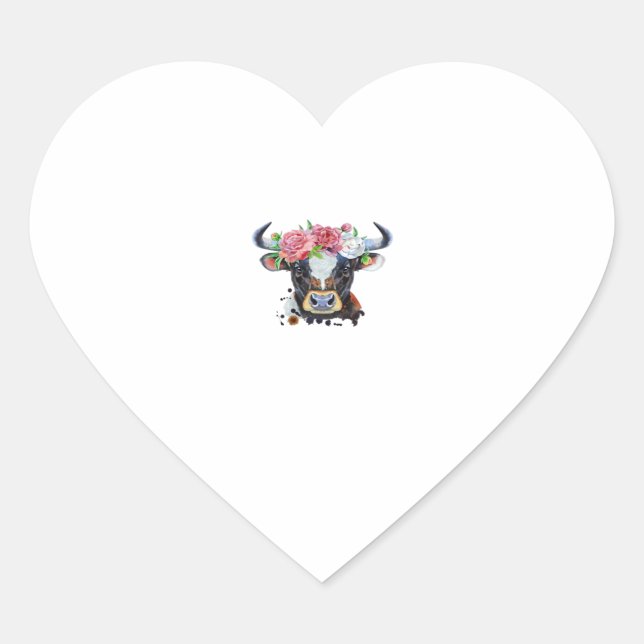 Cow crowned with flowers Classic T-Shirt Heart Sticker (Front)