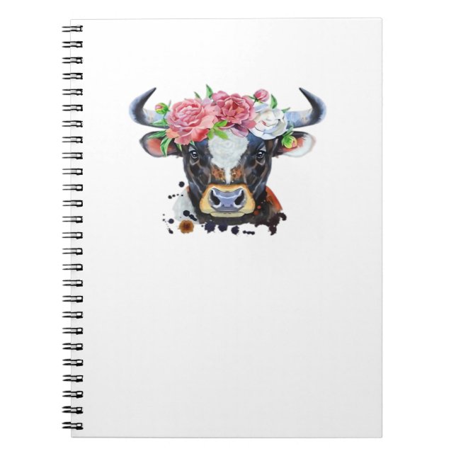 Cow crowned with flowers Classic T-Shirt Notebook (Front)