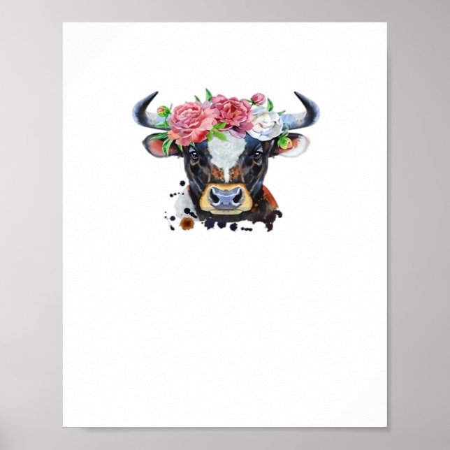 Cow crowned with flowers Classic T-Shirt Poster (Front)