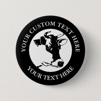 Cow Custom Text  Classic Round  Button