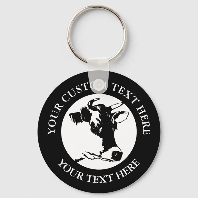 Cow Custom Text  Classic Round  Key Ring (Front)