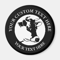 Cow Custom Text Classic Round Magnet