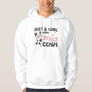 Cow Cute Animals For Girls Funny Calf Heart Love Hoodie