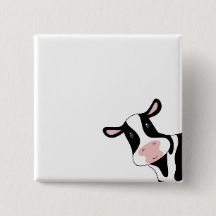 Cow, cute cow, animal 15 cm square badge