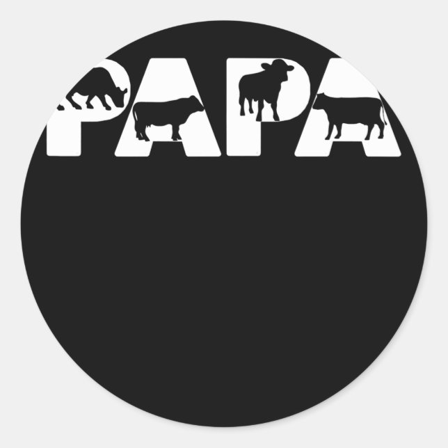 Cow Dad Funny Papa Cow Father Gift  Classic Round Sticker (Front)