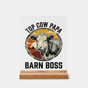Cow Dad Shirt Vintage Engraved Farm Father Graphic Acrylic Sign