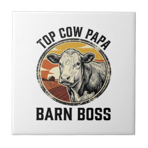 Cow Dad Shirt Vintage Engraved Farm Father Graphic Tile