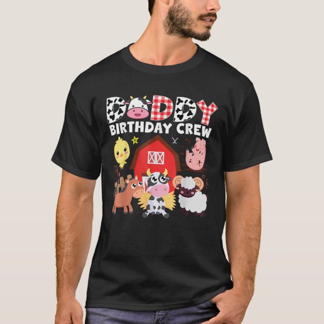 Cow Daddy Birthday Crew Farm Theme Animals Birthda T-Shirt (Front)