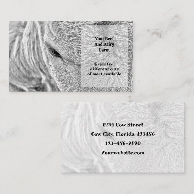 Cow Dairy Beef Farm Black And White Country Business Card (Front/Back)