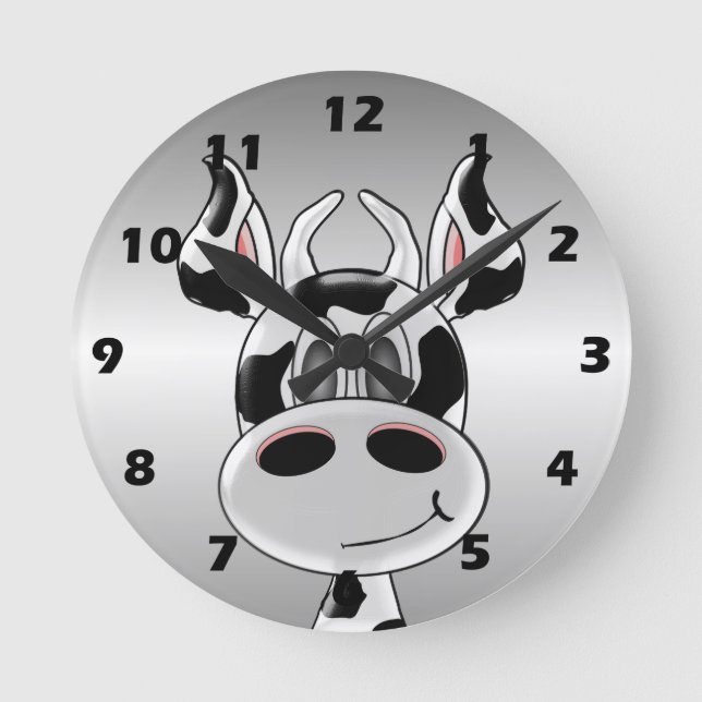 Cow Design Round Clock (Front)