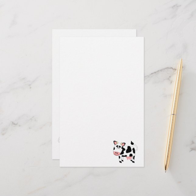 Cow Design Stationery (Front/Back In Situ)