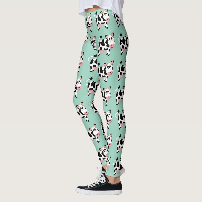 Cow Design You Choose Background Colour Leggings (Left)