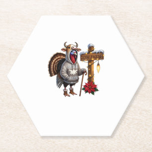 Cow Disguised Turkey Funny Thanksgiving Tee Cute T Paper Coaster